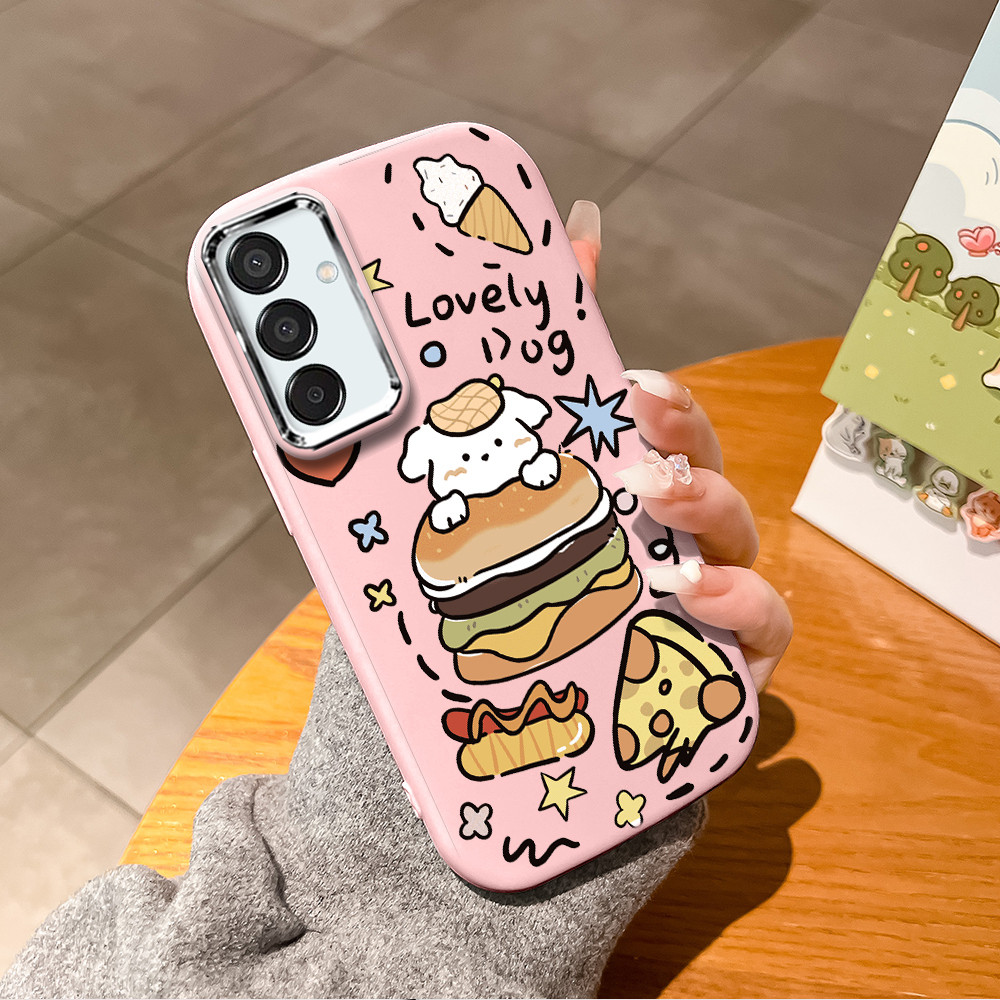 Softcase Phone Case For Compitable With Samsung Galaxy M15 F15 5G Fashion Imut Hamburger Kentang Gor