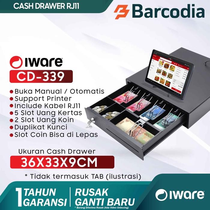 

DKF9 Laci Uang Kasir Iware Cd-338 Metal Cash Drawer Rj-11 Rj 11 4Bill 5Coin