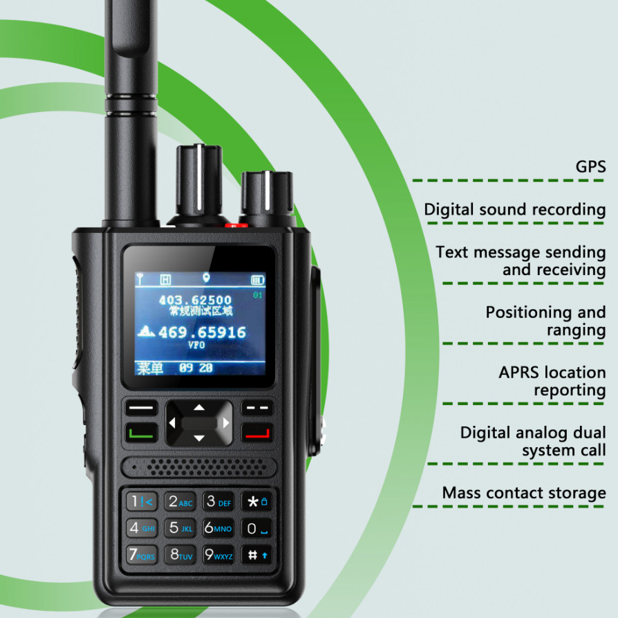 New DMR Radio Analog Walkie Talkie Long Range 4800mAh UHF VHF Radio