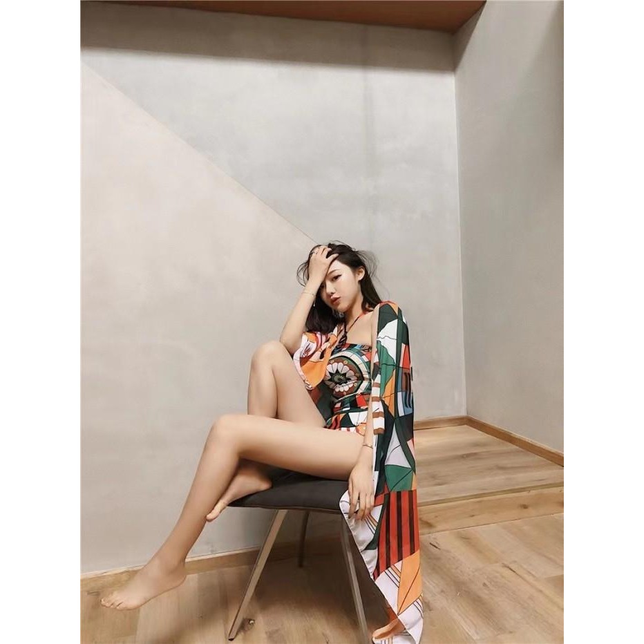 Menarik Aztec Set Swimsuit One Piece + Kain Outer / Baju Renang Wanita Premium