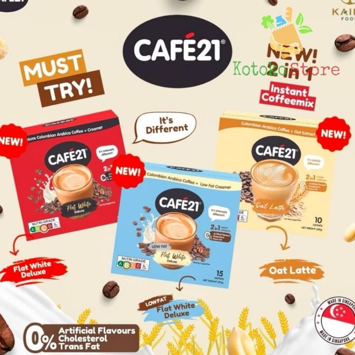 

NWFK Cafe 21 Flat White Deluxe Low Fat Oat Latte / Kopi Cafe21 Instant Coffee Mix