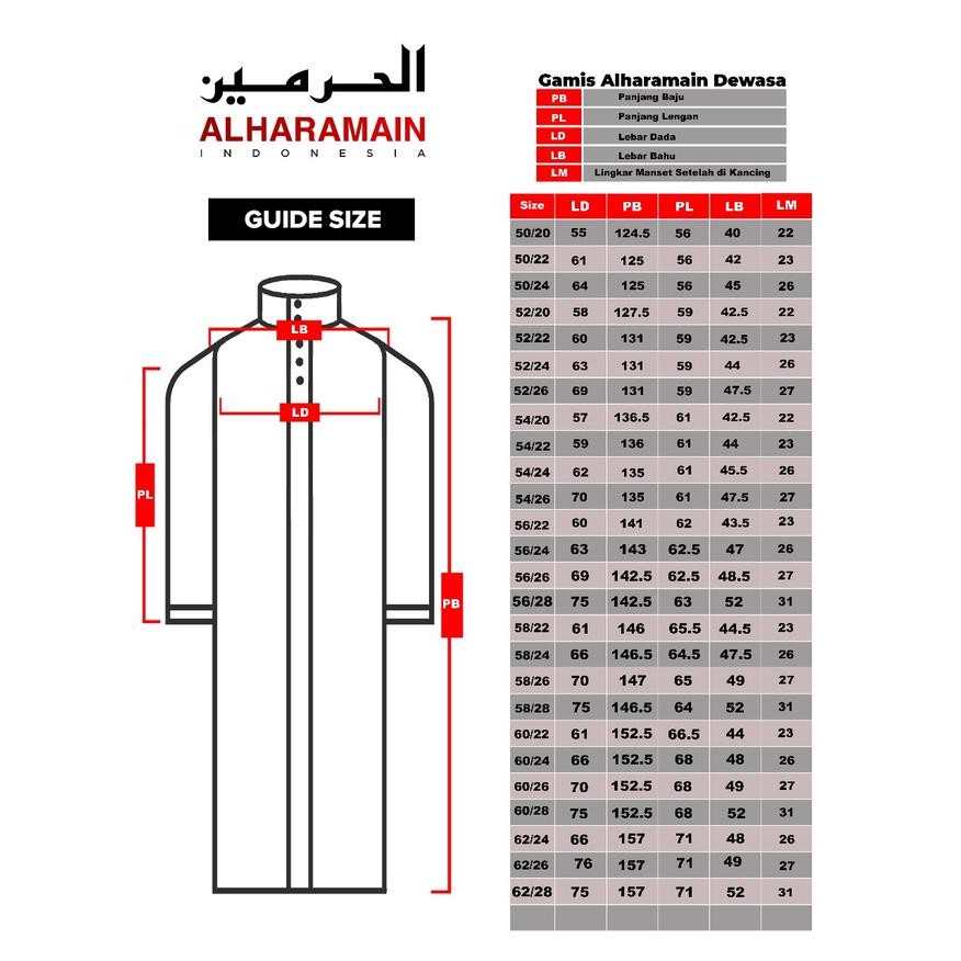 Al Haramain Series Slimfit Polyester Katun Thobe Hamzah Jubah / Gamis Pria Dewasa (1085) Putih