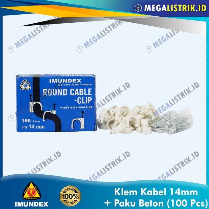 

Jual Imundex Klem Kabel 14mm + Paku Beton ( 100 Pcs ) / Klip Kabel / Round Cable Clip Ukuran 14 mm Per Pack Baru