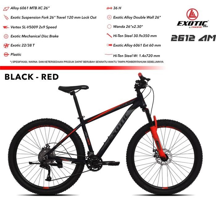 SEPEDA GUNUNG MTB EXOTIC 2612 AM ALLOY 18 SPEED DOUBLE DISC BRAKE 27,5 inch