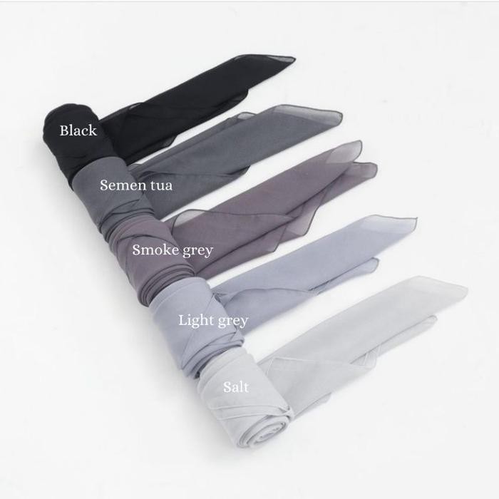 SURCA Hijab Pollycotton Hijab Square ( Black, Semen Tua, Smoke Grey, Light Grey, Salt )