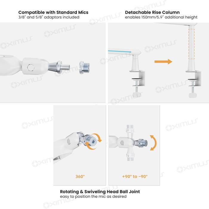 

Premium Dynamic Microphone Boom Arm RGB Bracket Stand Oximus C191L Attractive lighting color the