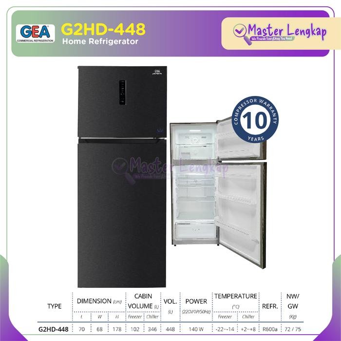 Gea Home Rrigerator Black Inox G2Hd-448 / G2Hd448 / G2Hd 448