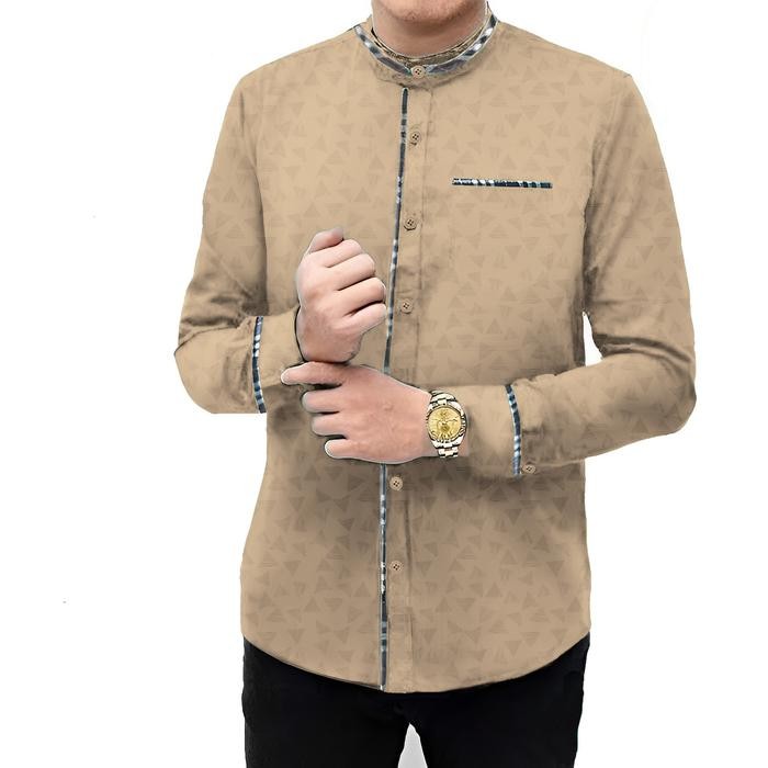 Baju Koko Pria Muslim TOYOBO MICRO Katun Motif Kotak Lengan Panjang M-3XL / 22845