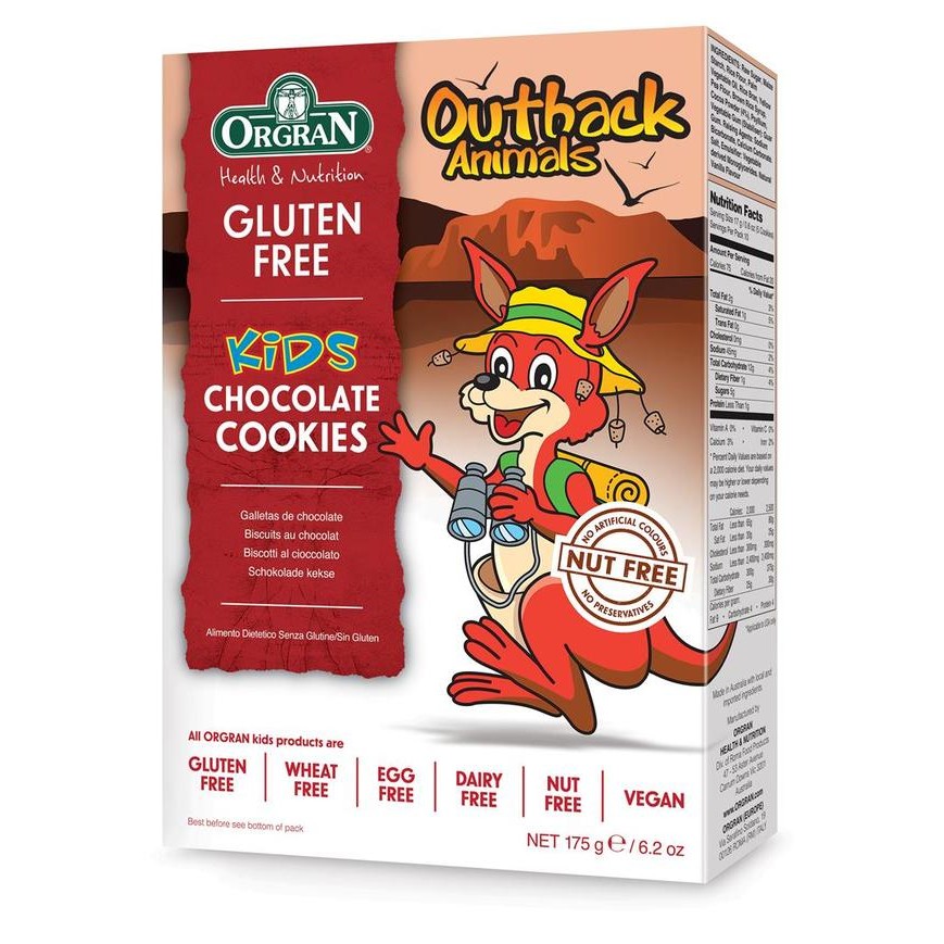 

OR6T Orgran Gluten Free Outback Animals Chocolate Cookies 175G/Vegan Cookie