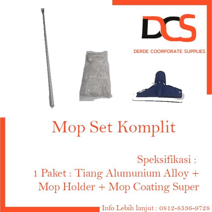 PREMIUM Mop Set Komplit - 1 set Pel Lantai - Tangkai + Holder + Kain Pel