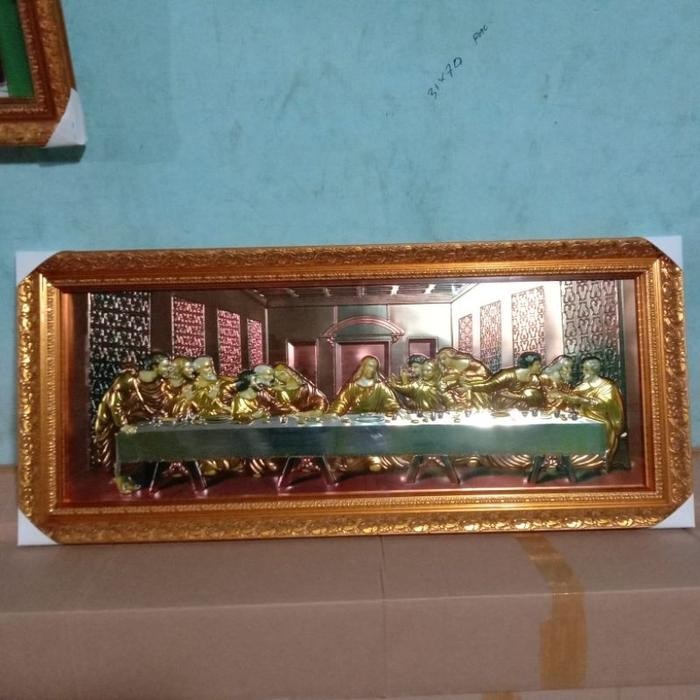 (Allthebest) Bingkai Hiasan kristen Perjamuan Kudus Foil Nimbul / Lukisan Perjamuan Kudus Nimbul