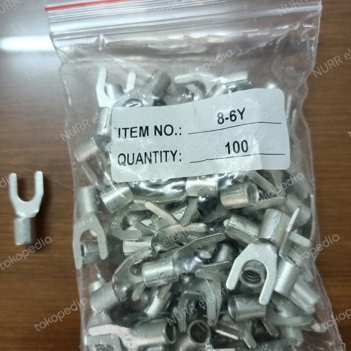 Skun Kabel Skun Y Skun Garpu Polos 10mm 8-6 / 8-8 ( 100 pcs )