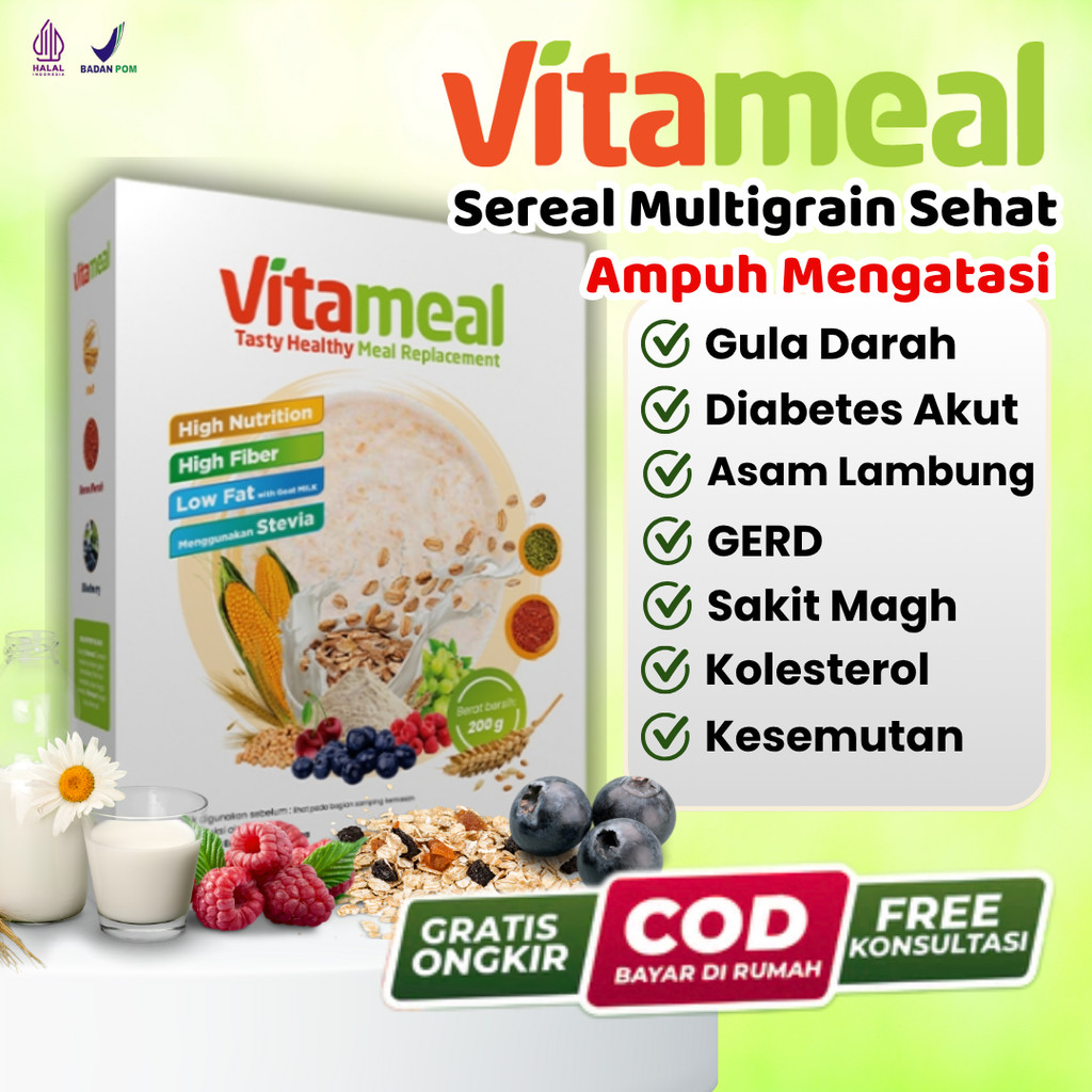 

AMPUH Vitameal Diabetes Multigrain Suplemen Darah Tinggi Fiber Serat Metafiber GERD FITAMIL KEBAS