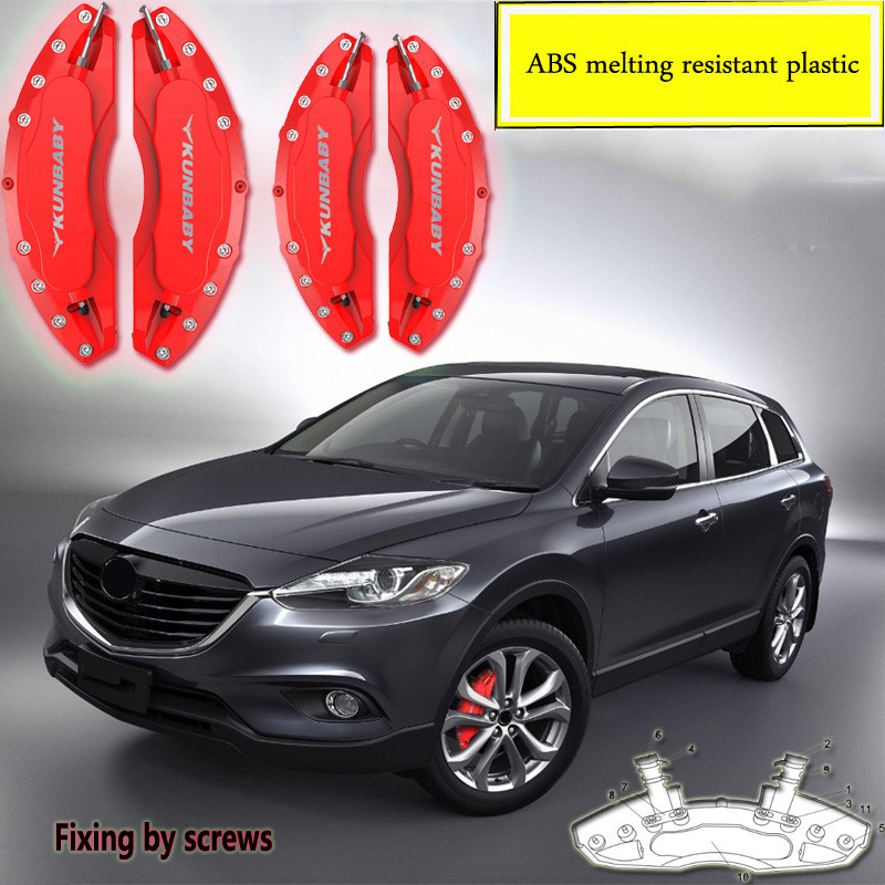 4Pcs Melting Resistant Plastic Brake Caliper Cover Fix By Screw For Mazda 3 Speed 6 323 CX5 CX30 CX3