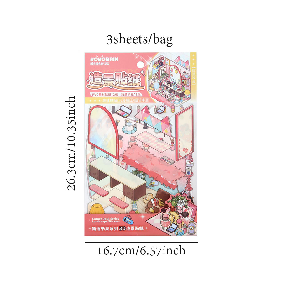 

1Style 12Pcs/bag Corner Desk Series Storage Landscaping Stickers Creative DIY Handbook