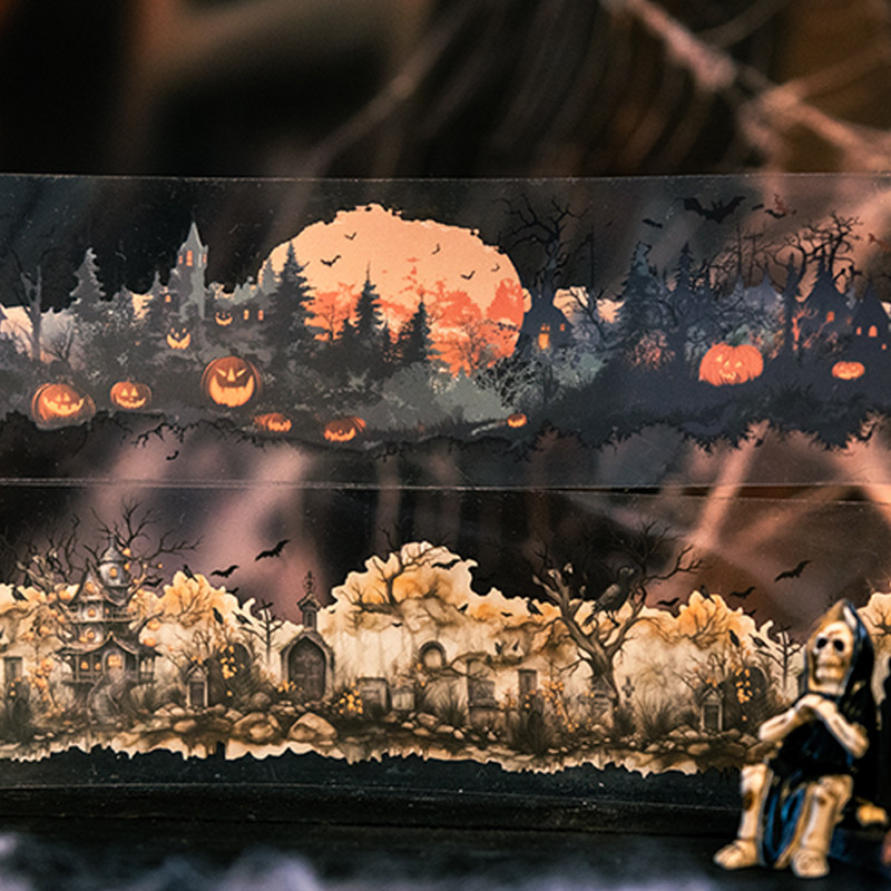 

3rolls Dark Night Prom Series Halloween Dark Theme Scenic Tape DIY Handbook Collage Journal