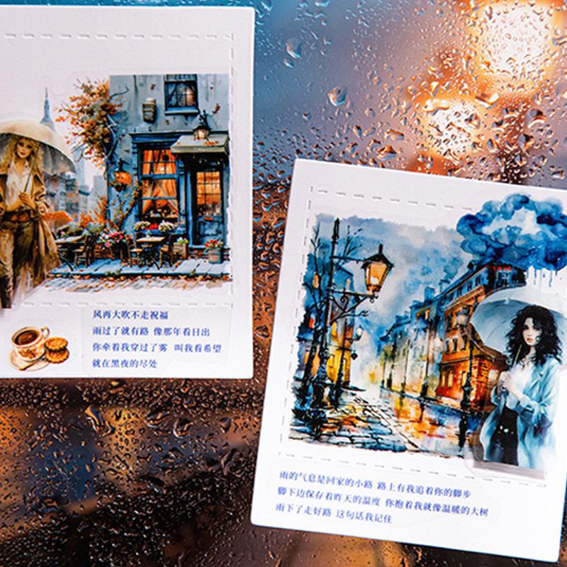 

3rolls Victorian Nightscape Series Scenic PET Die-cut Tape DIY Handbook Collage Phone Case