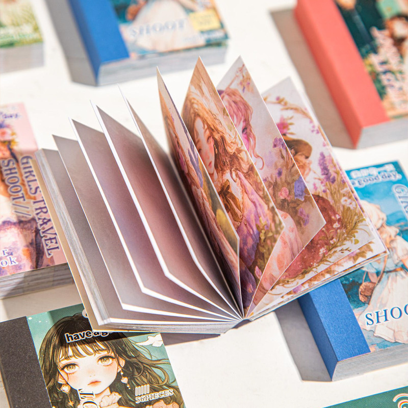 

6Style 56Pcs/bag Teenage travel photography sticker book DIY material handbook diary card