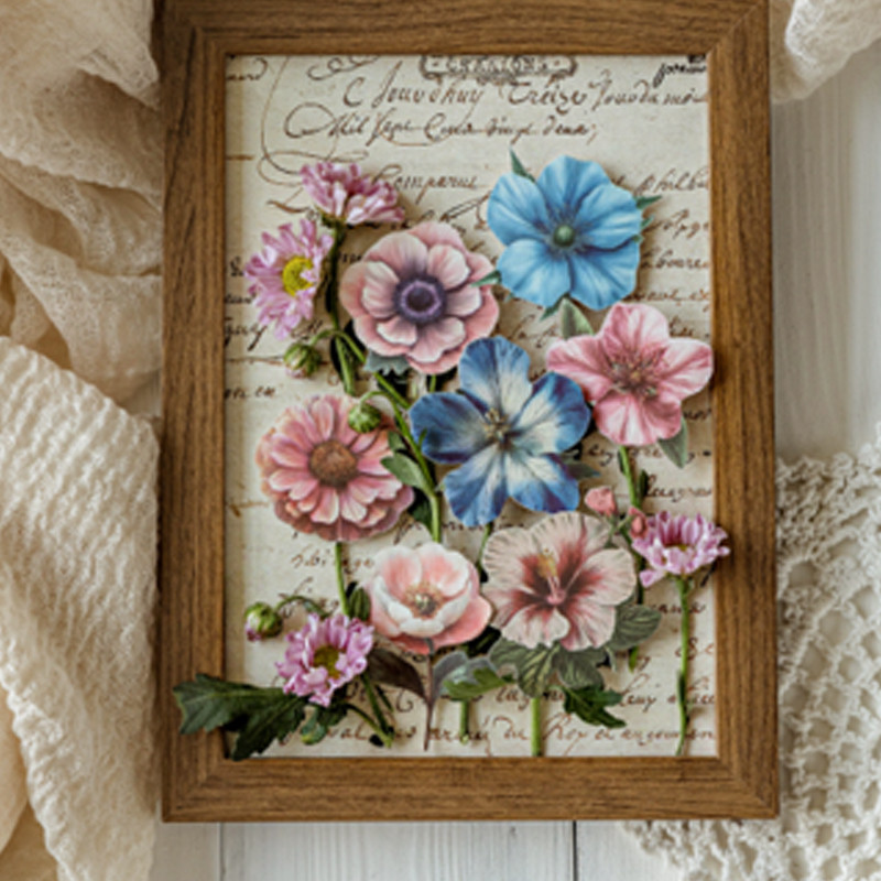 

75pcs Flower Encyclopedia Illustrated Series Hard Card Stickers DIY Handbook Collage