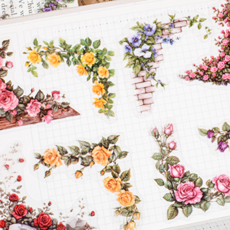 

6Style 30Pcs/bag Courtyard Corner Series Edge Stickers DIY Handbook Material Decorative