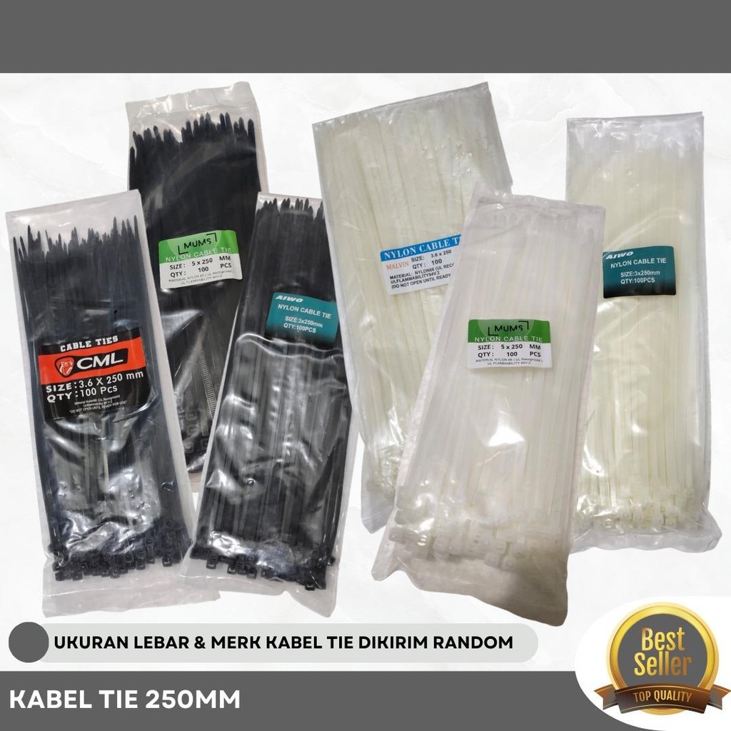 

CGP GROSIR Kabel Ties PUTIH 250MM Cable Tie Nylon Tebal Malvin PUTIH 25 cm 25cm
