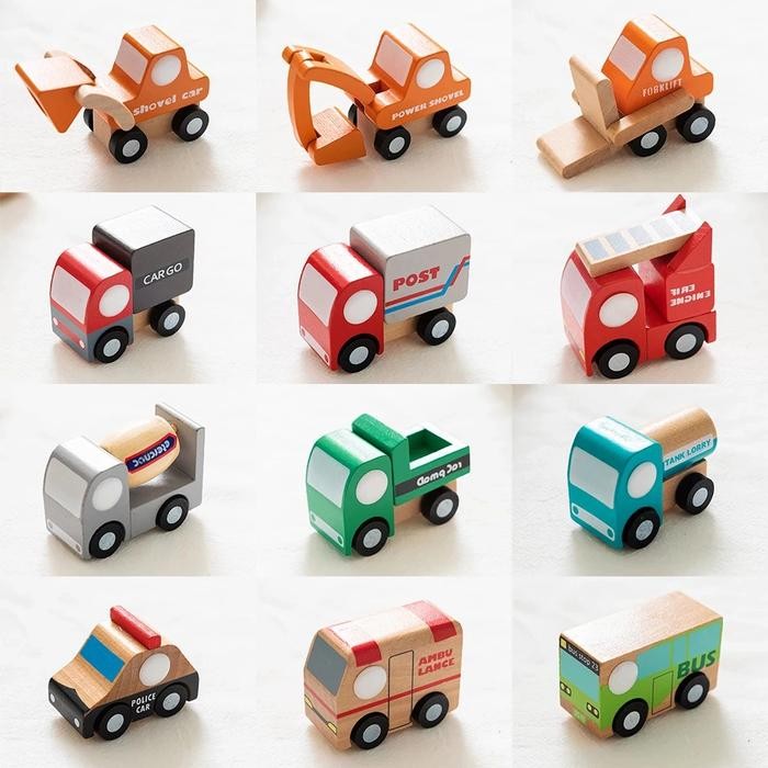 (Allthebest) Mainan Kayu Wooden Minicar Miniso Mobil Mobilan / Mainan Anak