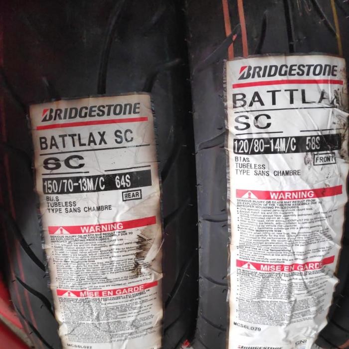 PAKETAN BAN LUAR BRIDGESTONE BATTLAX SC UK 120/80-14/150/70-13 ADV