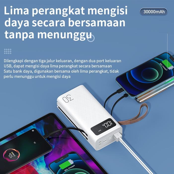 6BJB Basike Powerbank Fast Charging 30000Mah With Kabel Phone Holder