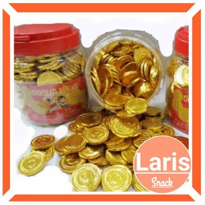 

4ZMI Cokelat Dollar / Coklat Koin Emas 1 Toples Isi 200 Pc / Larissnack