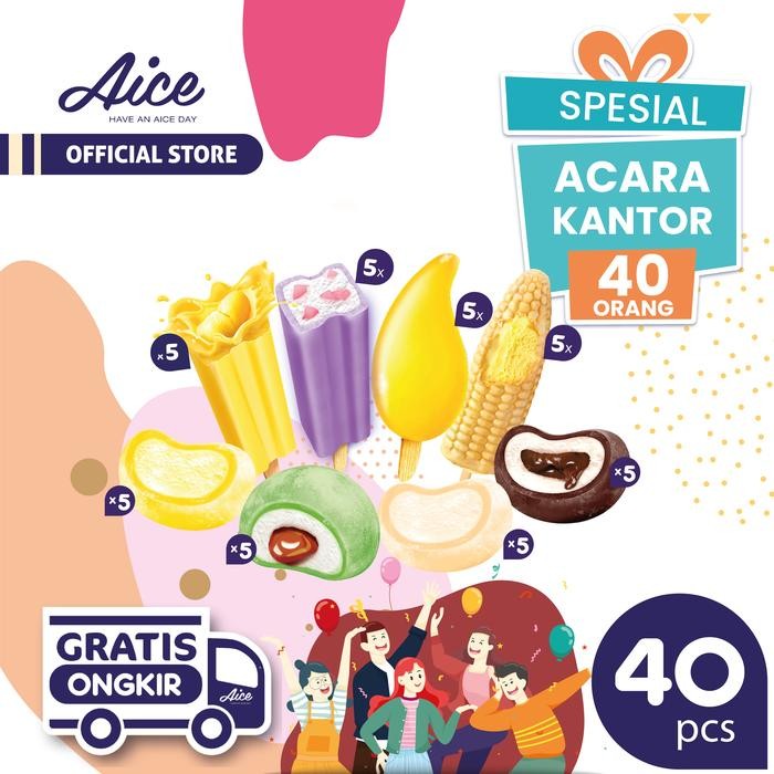 

ND2L Aice Ice Cream Paket Special Acara Kantor Es Krim Eskrim 40 Pcs