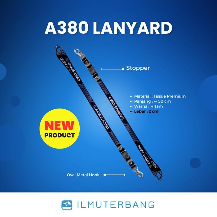 

SIAPKIRIM Lanyard/ Tali ID BUS A380 Premium 2 Sisi Warna Hitam - New Product READY STOCK