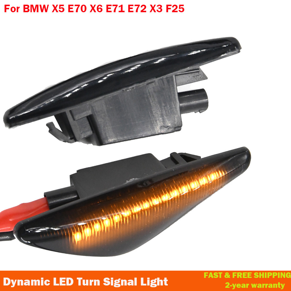 2PCS Smoke Dynamic Flowing LED Side Marker Signal Light For BMW X5