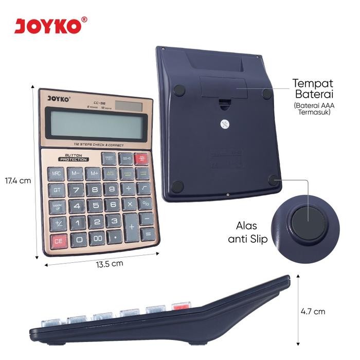 

JOYKO CC-56 CHECK & CORRECT CALCULATOR - KALKULATOR WITH BUTTON PROTECTION 12 DIGIT CEK ULANG