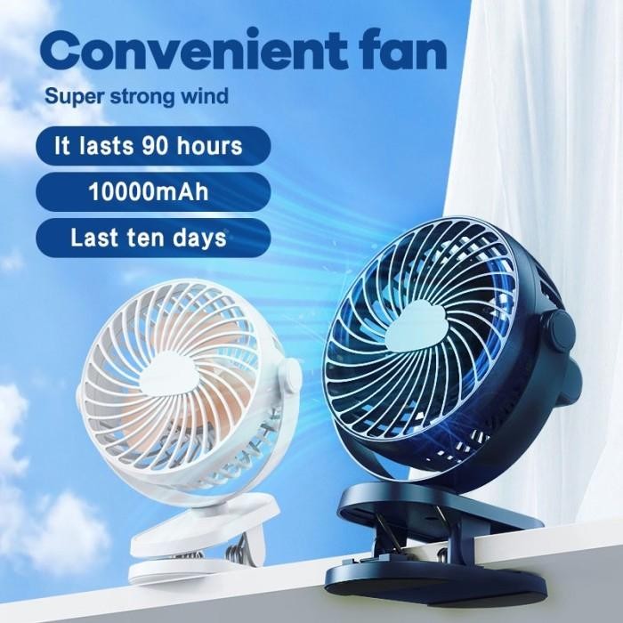 Cosmoos National - 10000Mah Kipas Angin Usb Clip Mini Fan Rotating Kipas Angin Meja Mini Jepit