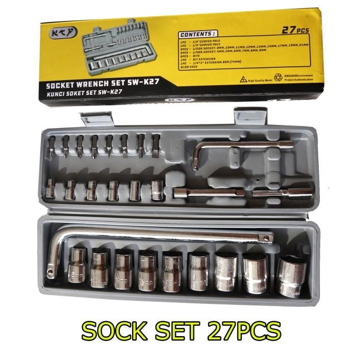 Kunci Sok Set 27 Pcs Socket Wrench Kunci Sock 27 Pcs Murah