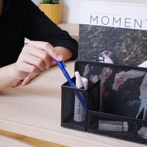 

Tempat Buku & Alat Tulis Kantor Organizer Meja Kerja Besi Jaring_Hitam