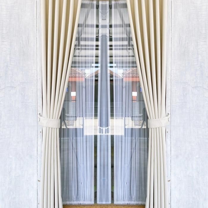 Gorden Blackout Serat Polos Glossy Korden Jendela Kaca Nimalis Abu