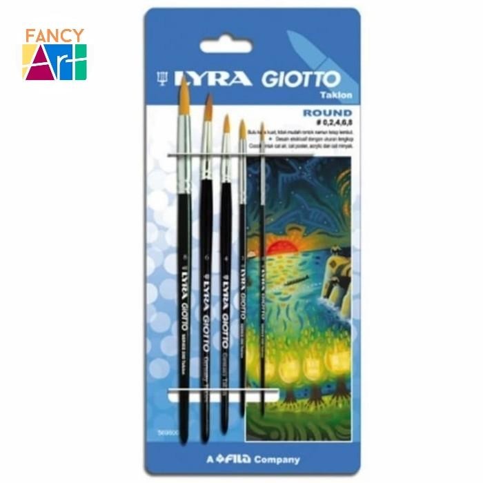 

Lyra Giotto Synthetic Taklon Brush Set - Flat & Round - Kuas Lukis