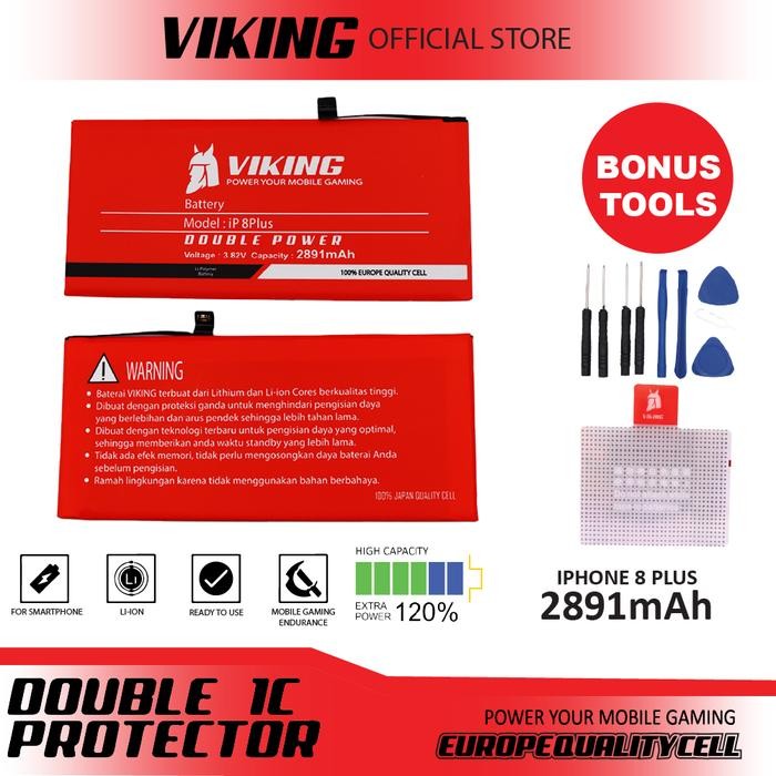 VIKING Baterai Iphone 8 Plus Double Power