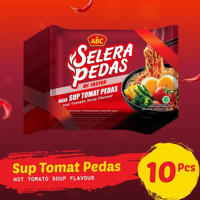 

H48Y Mie Abc Pack Selera Pedas Sup Tomat Pedas (10 Pcs)
