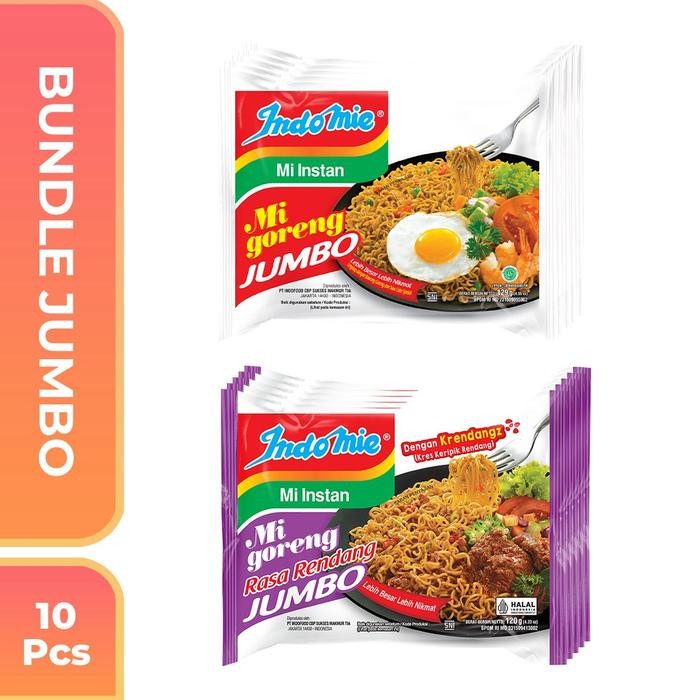 

H48Y 10 Pcs Indomie Bundle Jumbo - Goreng Spesial 129 Gr & Rendang 120 Gr