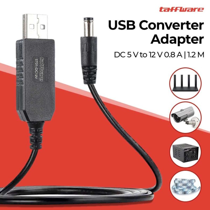 Taffware USB Converter Adapter Power Boost Line DC 5V to 12V 0.8A 1.2M - ST01 Terlaris