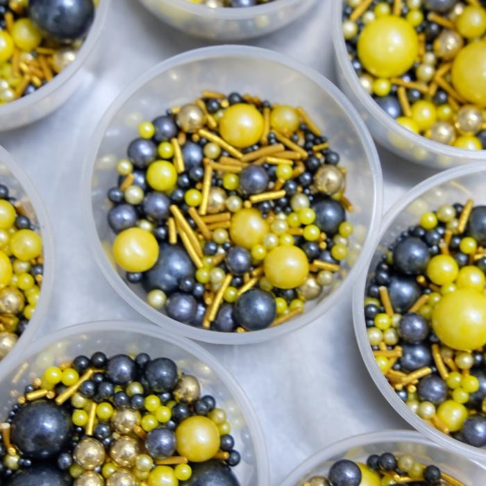 

sprinkle springkel Black Yellow edible berat 50 gram kode SBLYEL01