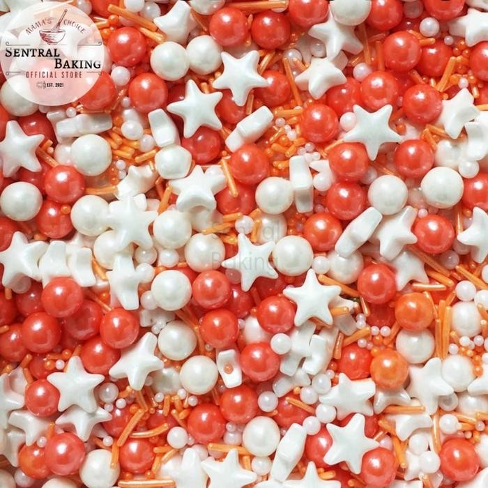 

Sprinkle Kue Mutiara Bintang Orange Putih / Springkel Springkle Pearl