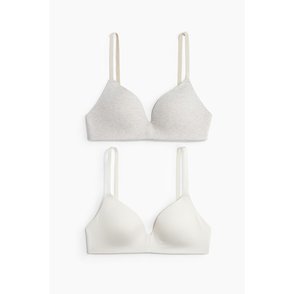 H&M SET 2 BRA KAPAS KATUN BERLAPIS TANPA KAWAT