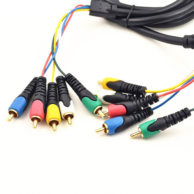 Audio Video AV Cable 1.8M Goldplated 5 RCA Male RGB Cord Splitter DVD VCR CD Player Home Theater