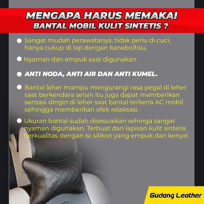Bantal Mobil Kulit Sintetis (Bintik Hitam)