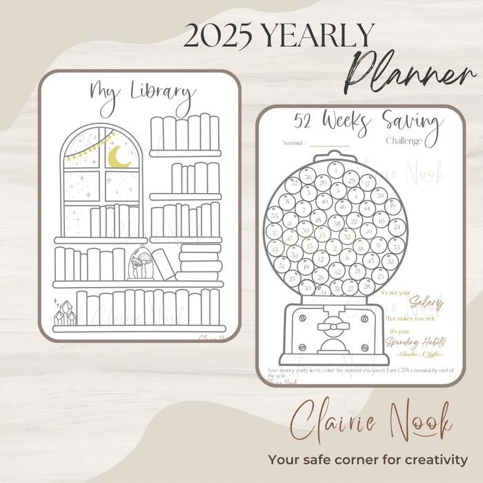

Clairie Nook Yearly Planner 2025 Pastel / Jurnal / Journal / Diary Planner