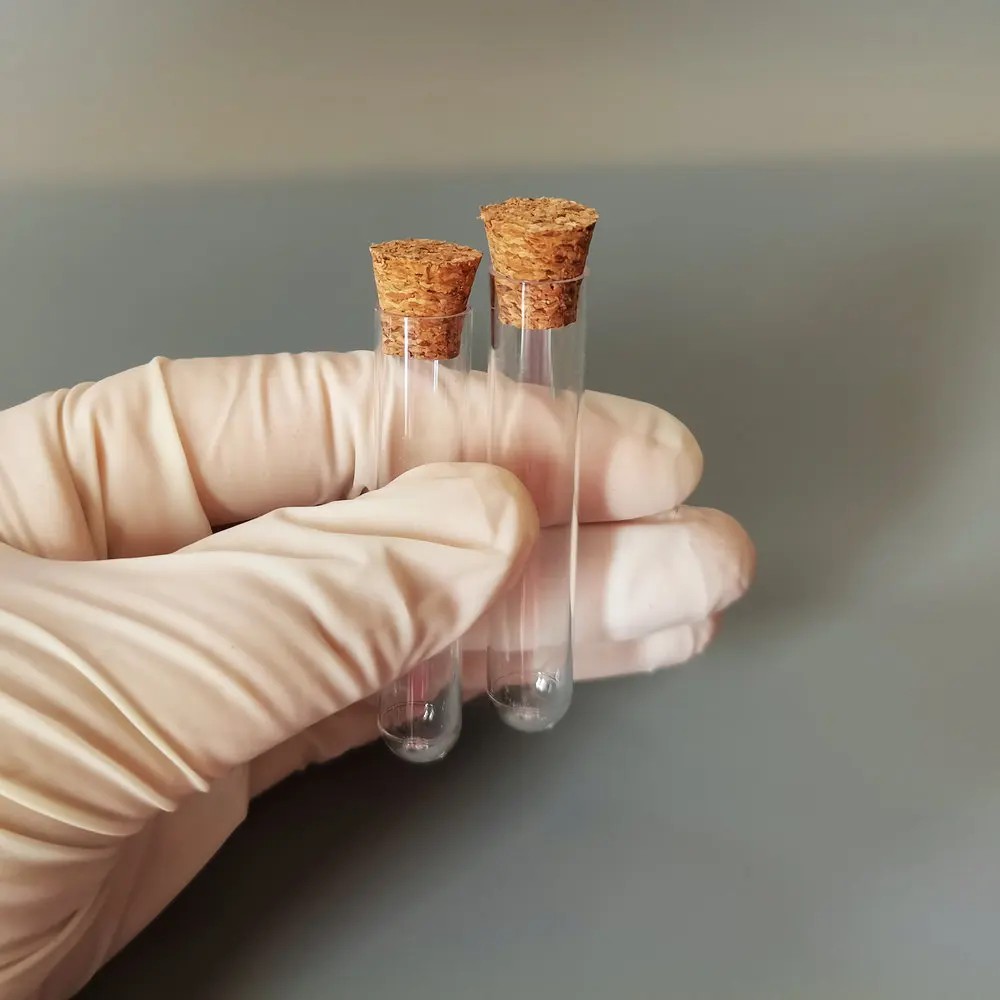 60pcs/Lot 12*60mm 4ml Transparent Lab Plastic Test Tube with Corks Stopper U-type Bottom Spice Jars 