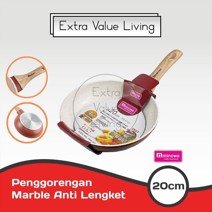 Steincookware - Minowa Panci Fry Pan 20 Cm Marble / Panci Teflon / Ceramic Pan Penggorengan Anti